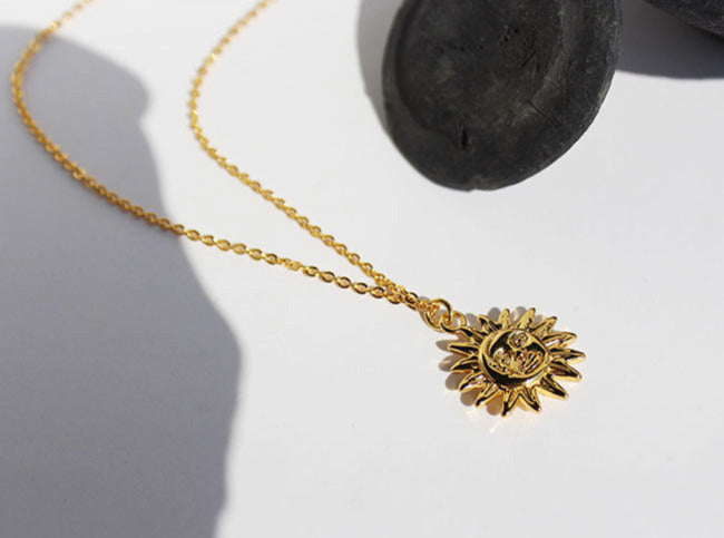18k Gold plating Brass Sun Necklace