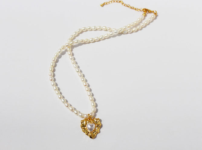 Gold Plating Heart Shape Pearl Necklace
