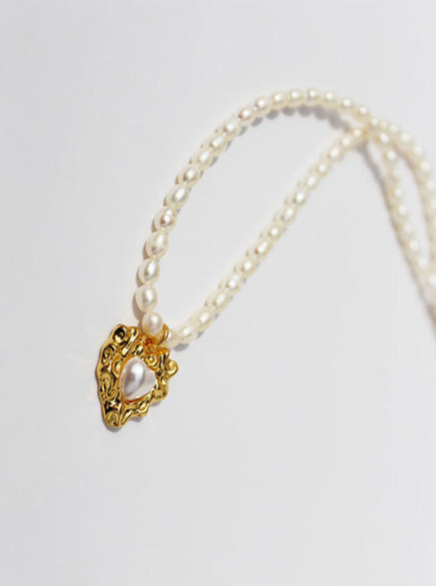 Gold Plating Heart Shape Pearl Necklace