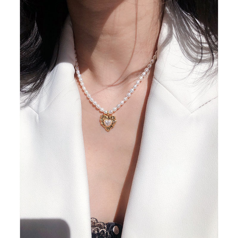 Gold Plating Heart Shape Pearl Necklace